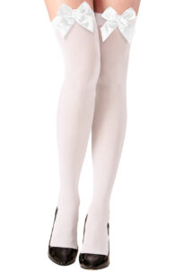 chaussettes blanches, chaussettes hautes, bas blancs noeud, hautes chaussettes blanches, Chaussettes Hautes Blanches, avec Noeuds Blancs