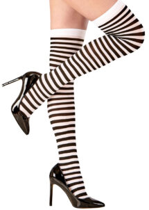 chaussettes sorcières, collants, bas rayés noirs et blancs, collants de sorcières, Chaussettes Hautes de Sorcière, Rayures Noires et Blanches