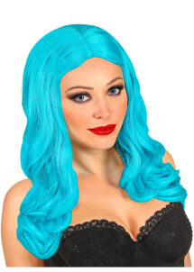 perruque bleue longue femme, perruque femme bleue, perruque qualité