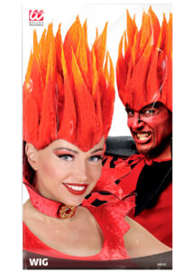 perruque homme, perruque de diable, perruque rouge, perruque halloween