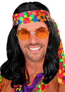 perruque homme, perruque noire, perruque hippie