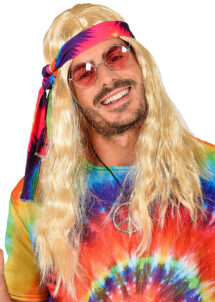 perruque hippie blonde, perruque de hippie, perruque blonde longue