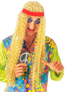 perruque hippie, perruque blonde hippie homme, perruques hommes