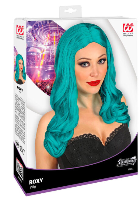 perruque verte longue, perruque verte femme, perruque qualité, Perruque Roxy, Vert Emeraude