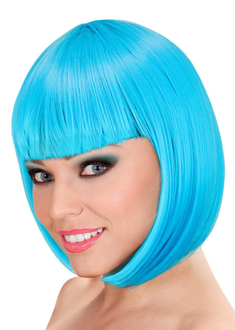 perruque bleue femme, perruque carré bleu femme, perruque turquoise, perruques femmes, Perruque Loulou, Carré Bleu Turquoise