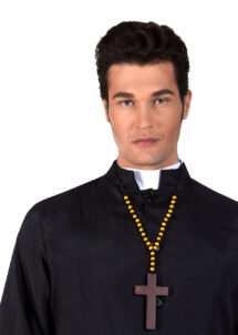 collier croix chapelet, collier moine, curé, chapelet croix