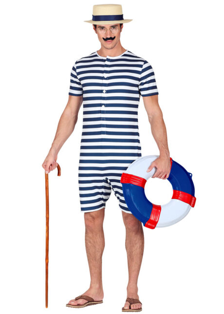 DEGUISEMENT-MAILLOT-DE-BAIN-1900-0325, Déguisement Costume de Bain Rétro, Bleu