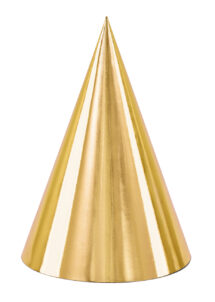 chapeaux pointus cotillons, chapeaux pointus dorés, chapeaux réveillon