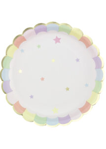 assiettes pastel, assiettes jetables, assiettes anniversaire