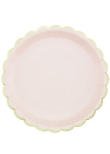 assiettes roses baby shower, vaisselle jetable baby shower, assiettes roses en carton, vaisselle jetable