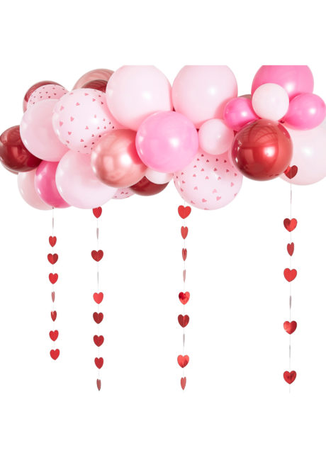 arche de ballons coeurs, arche de ballons saint valentins, arche de ballons rouges et roses, Arche de Ballons, Rose, Rouge et Rose Gold