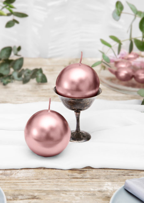 bougie ronde, bougie de décoration, belle bougie, bougie rose gold, Bougie de Décoration, Ronde, 8 cm, Rose Gold