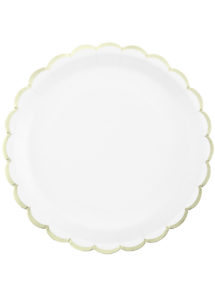 assiettes blanches et dorées, assiettes mariage, assiettes blanches baby shower, vaisselle jetable baby shower, assiettes en carton, vaisselle jetable, Vaisselle Blanche, Assiettes Blanches et Or