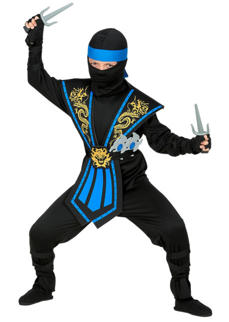 déguisement de ninja enfant, déguisement ninja garçon, déguisement enfant, déguisements pour garçon, déguisement ninja carnaval, Déguisement de Ninja Noir et Bleu, Garçon