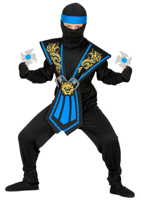 déguisement de ninja enfant, déguisement ninja garçon, déguisement enfant, déguisements pour garçon, déguisement ninja carnaval, Déguisement de Ninja Noir et Bleu, Garçon