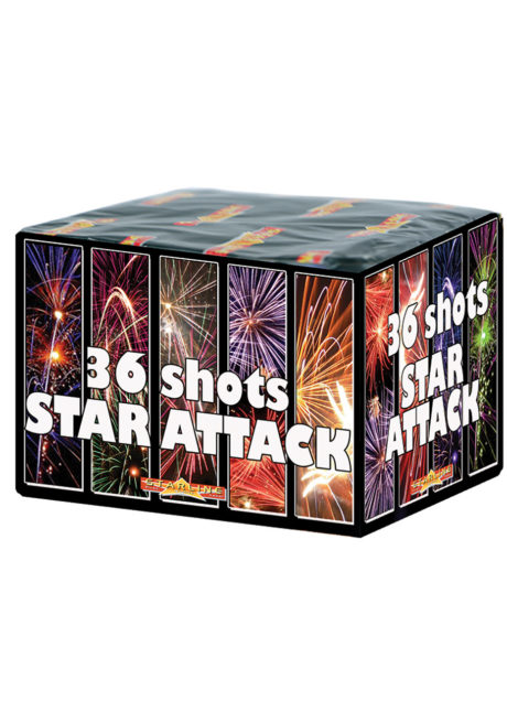 feu d'artifice pour particulier, achat feux d'artifice, feux d'artifices pour jardin, feu d'artifice automatique, Feux d’Artifices Compacts, 36 Coups, Star Attack