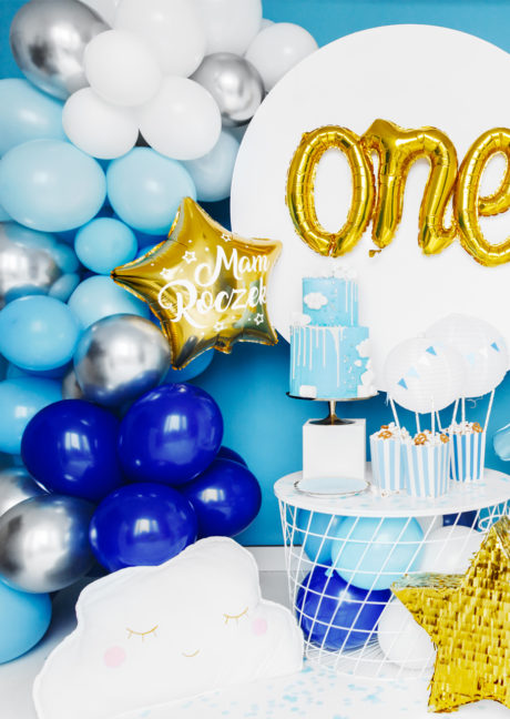 arche de ballons, ballons bleus, guirlande de ballons, arche décorations ballons, ballons babyshower, Arche de Ballons Bleus et Argent, Kit Complet