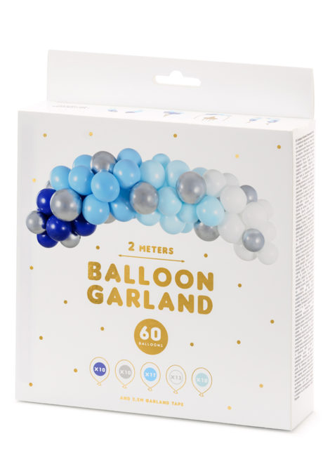 arche de ballons, ballons bleus, guirlande de ballons, arche décorations ballons, ballons babyshower, Arche de Ballons Bleus et Argent, Kit Complet