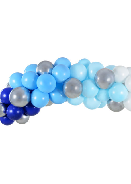 arche de ballons, ballons bleus, guirlande de ballons, arche décorations ballons, ballons babyshower, Arche de Ballons Bleus et Argent, Kit Complet