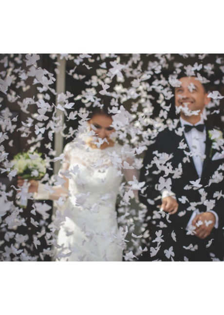 Canon à Confettis Papillons Blancs, 40, 60 ou 80 cm - Aux Feux de la Fête -  Paris