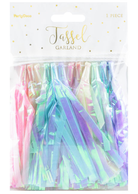 guirlande brillante, guirlande tassels, decorations baby shower, décorations pastel, Guirlande Tassels Hologramme, Pastel