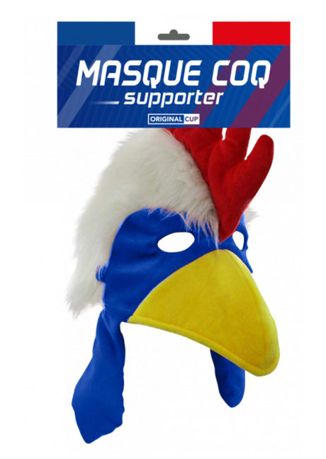 MASQUE-COQ-FRANCE, accessoire supporter France, EURO, coupe du monde, Masque Coq France, Velours et Fausses Plumes