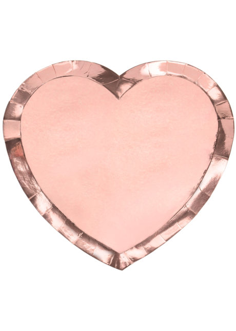 ASSIETTES-COEUR-ROSE-GOLD-TPP74, Vaisselle Rose Gold Métal, Assiettes Coeurs