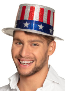 chapeaux, chapeaux haut de forme, chapeaux états unis, chapeaux paris, chapeau haut de forme, drapeaux américains, soirée états unis, chapeau oncle sam, Chapeau Haut de Forme, USA Paillettes