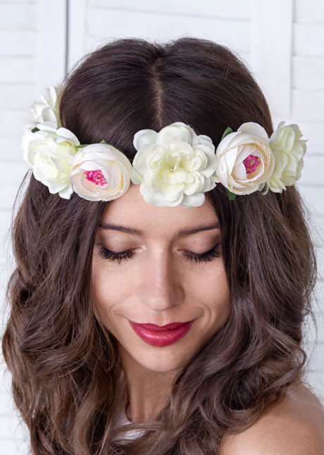 couronne fleurs, couronne evjf, bandeau de fleurs, couronne de fleurs bride to be, couronne fleurs hippies, Bandeau Couronne de Fleurs Blanches