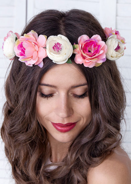 couronne fleurs, couronne evjf, bandeau de fleurs, couronne de fleurs bride to be, couronne fleurs hippies, Bandeau Couronne de Fleurs Roses et Parme