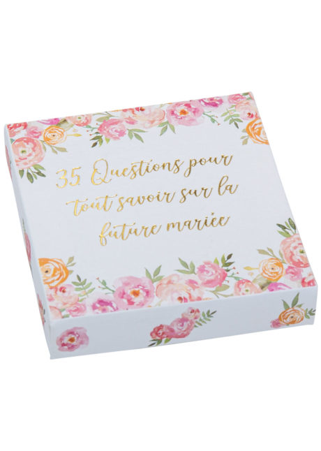 jeu de questions EVJF, boite de jeux spécial evjf, bride to be, Boite de Jeu de Questions EVJF Fleuri, Bride to Be