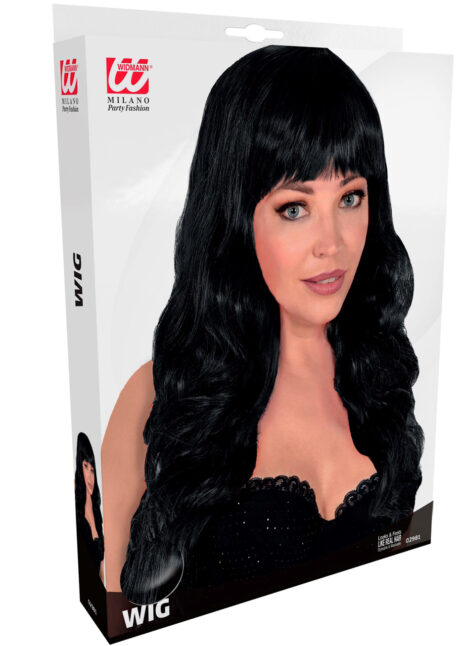 perruque noire, perruque lavable, perruque stylisable, perruque noire femme, Perruque Bella, Noire