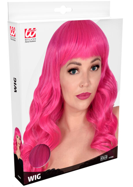 perruque rose, perruque top qualité, perruque lavable rose , perruque qualité supérieure, Perruque Bella, Rose Fuchsia