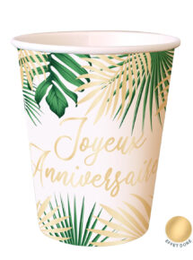 gobelets anniversaire jungle, décorations jungle et tropical, anniversaire jungle, vaisselle jetable jungle et tropical, vaisselle anniversaire