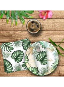 serviettes en papier, serviettes jetables, serviettes anniversaire, décorations jungle tropicale, vaisselle anniversaire