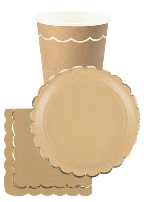 VAISSELLE JETABLE KRAFT, Vaisselle Kraft, Assiettes Kraft et Or