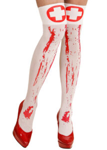 chaussettes infirmière, infirmière halloween, collants infirmière, Chaussettes Hautes, Infirmière Ensanglantée, Halloween