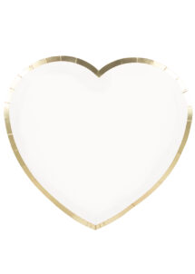assiettes coeurs, assiettes blanches, vaisselle jetable, assiettes en carton