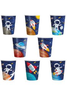gobelets anniversaire thème de l'espace, assiettes en carton anniversaire, anniversaires thème cosmos, thème espace, anniversaire enfants
