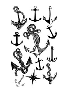 faux tatouages ancres, tatouages temporaires, tattoos