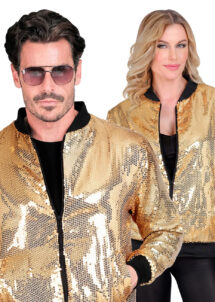 blouson paillettes, veste paillettes, bombers paillettes, paillettes dorées sequins, veste disco