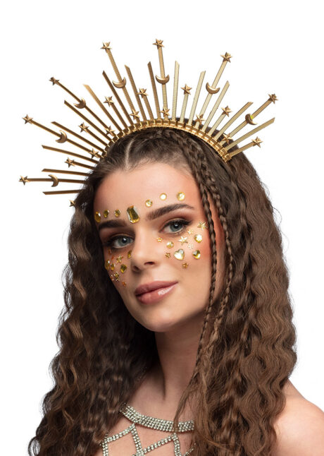 serre tête étoile et lunes, accessoire festival, serre tête halo étoiles, Coiffe Aurora Festivals, Serre-Tête avec Etoiles et Lunes