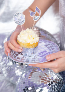 assiettes jetables boules à facettes, assiettes jetables disco, décorations disco, boule à facettes