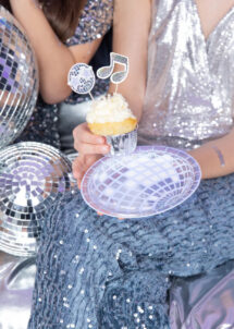 assiettes jetables boules à facettes, assiettes jetables disco, décorations disco, boule à facettes