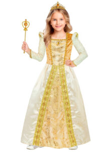 déguisement princesse dorée fille, déguisement reine médiévale dorée fille