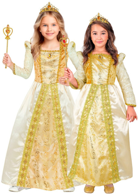 déguisement princesse dorée fille, déguisement reine médiévale dorée fille, Déguisement de Reine Médiévale, Dorée, Fille