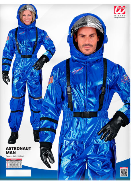 costume astronaute bleu, costume astronaute avec casque, déguisement astronaute adulte, Déguisement d’Astronaute, avec Casque Souple, Bleu Métal